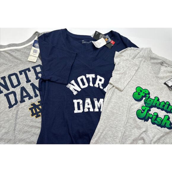 NWT-Lot Of 3! Notre Dame Fighting Irish T Shirt Set Women M Under Armour College - Picture 1 of 16